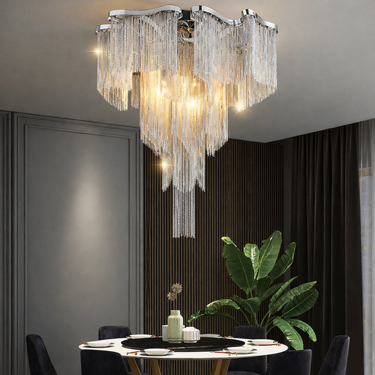 Lyxig nordisk taklampa med aluminiumkedja