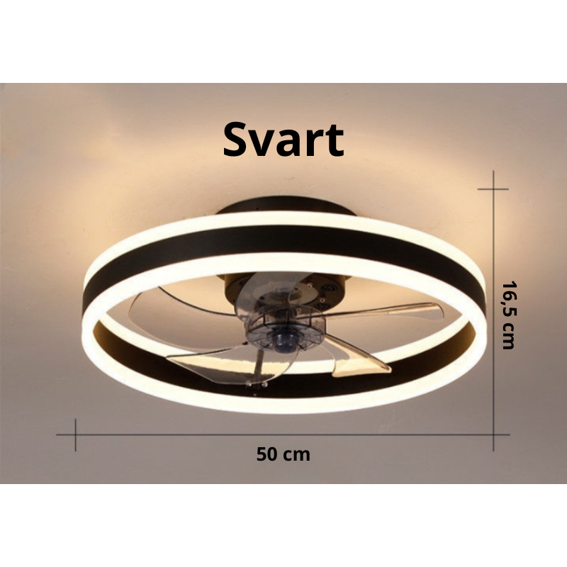 Modern LED-takfläkt med belysning